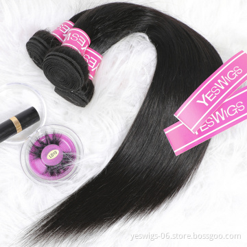 Yeswig Wholesale Unprocessed Raw Virgin Cuticle Aligned Free Human Hair Sample Straight Human Hair Extension bundle hair vendors